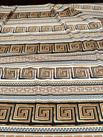 Beige Brown Crepe Silky Fabric, Greek Key Pattern Fabric , Fabric By The Yard , - Whotex Online Fabric Store
