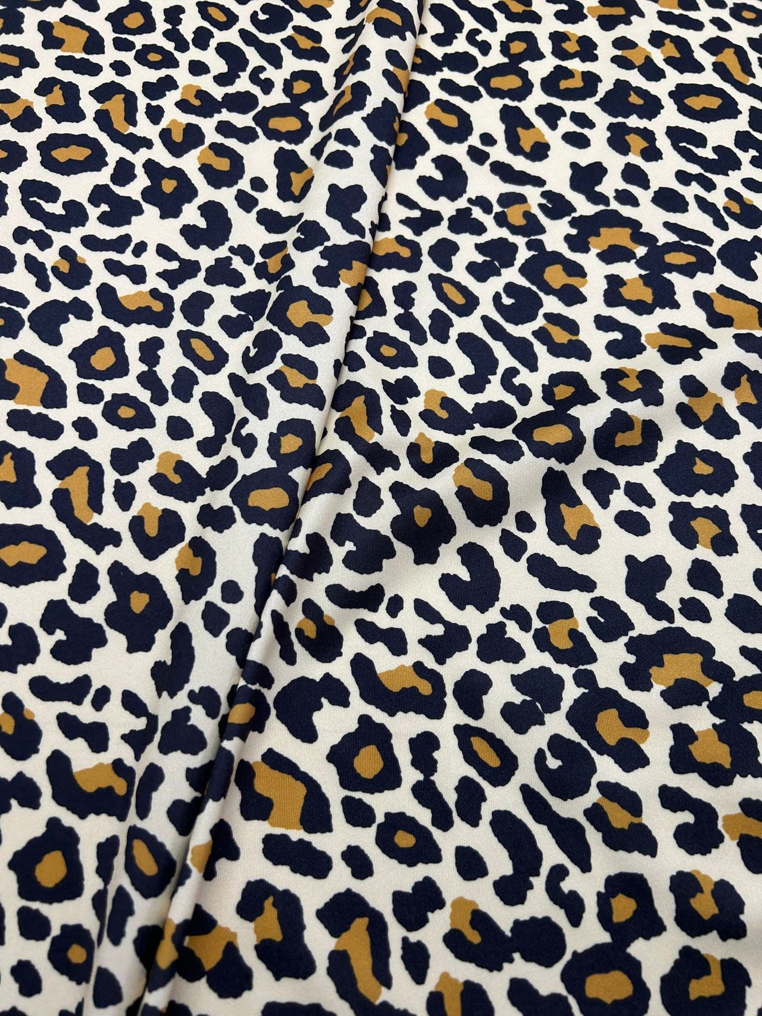 Beige Leopard Print fabric, Exotic Animal Pattern spandex 4 - way stretch fabric - Whotex