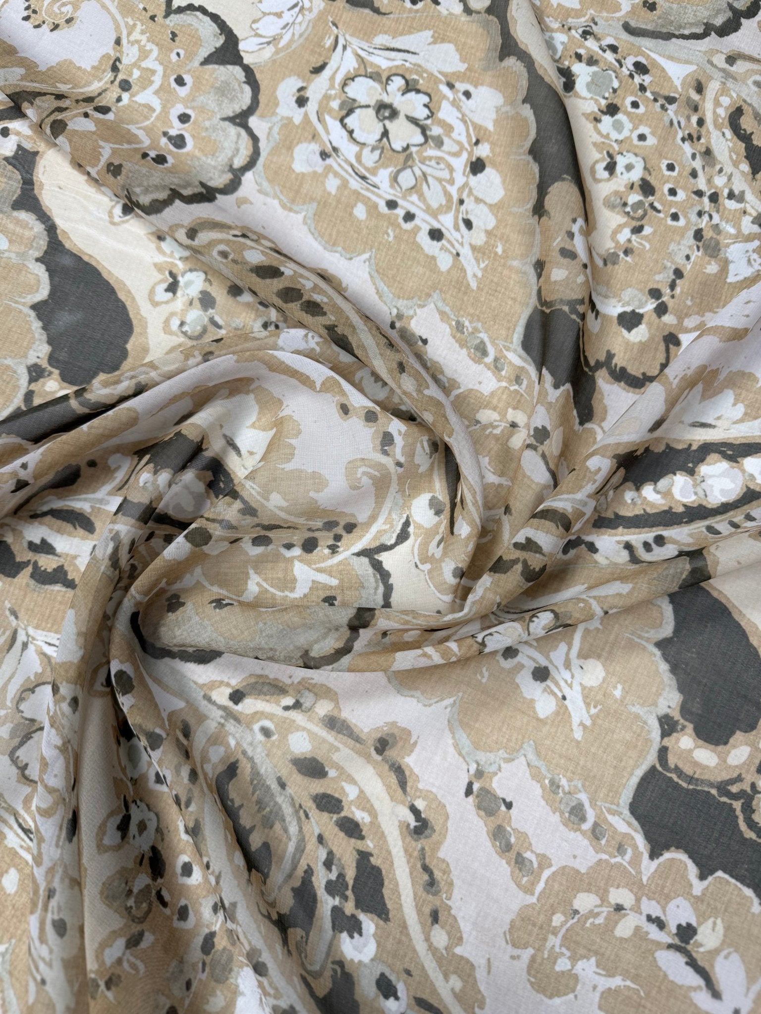 Beige Paisley Pattern Fabric – Elegant Dress & Craft Textile - Whotex Fabrics London