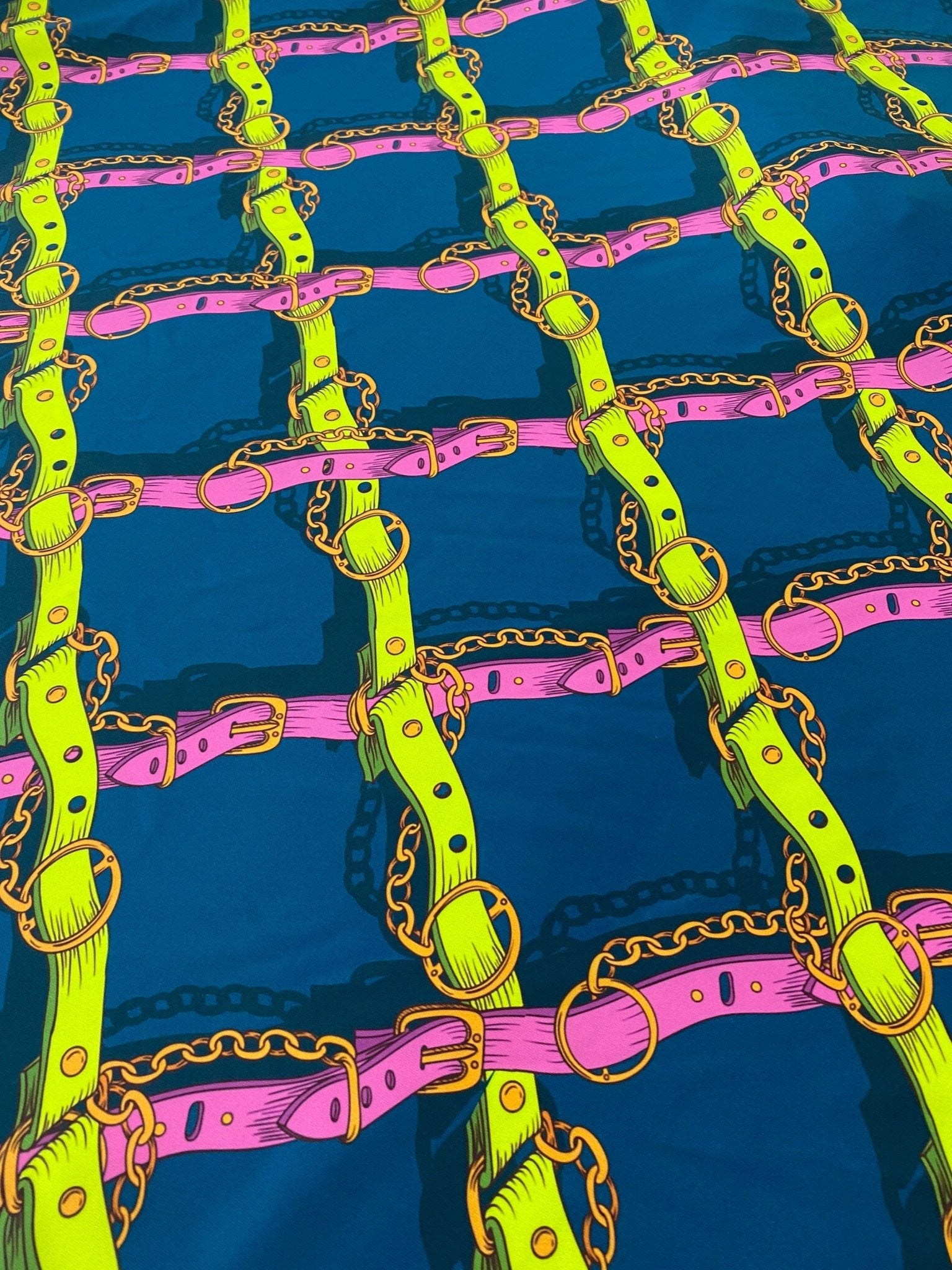 Belt Chain Pattern Fabric, Pink And Yellow Design - Whotex Online Fabric Store