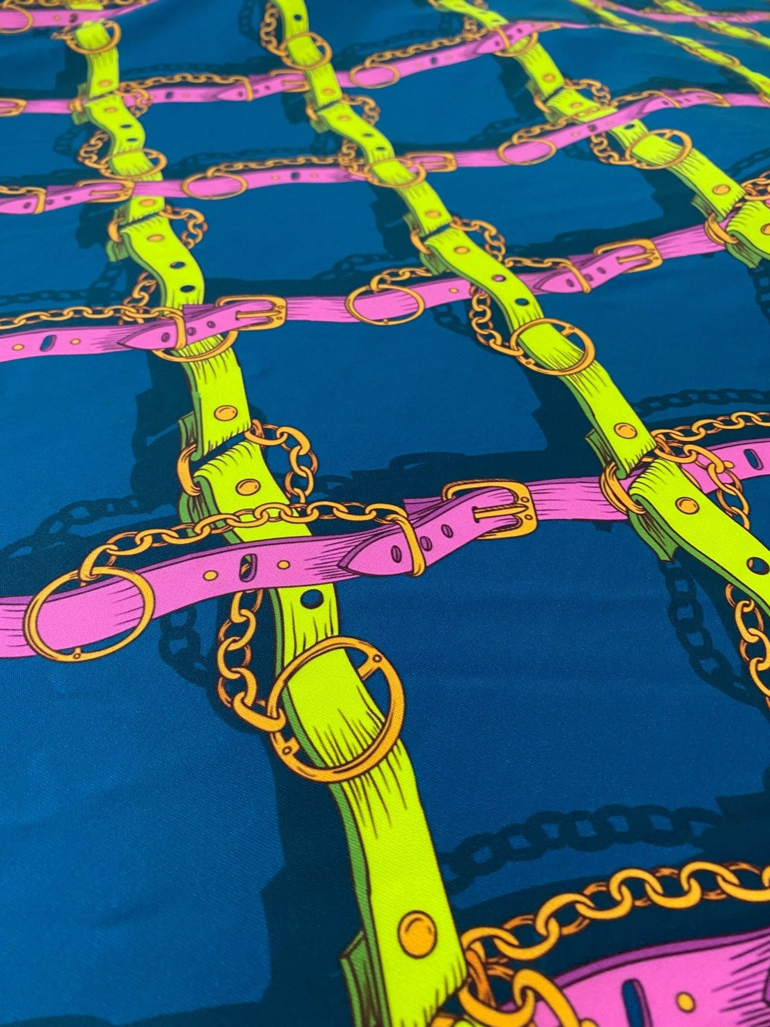Belt Chain Pattern Fabric, Pink And Yellow Design - Whotex Online Fabric Store