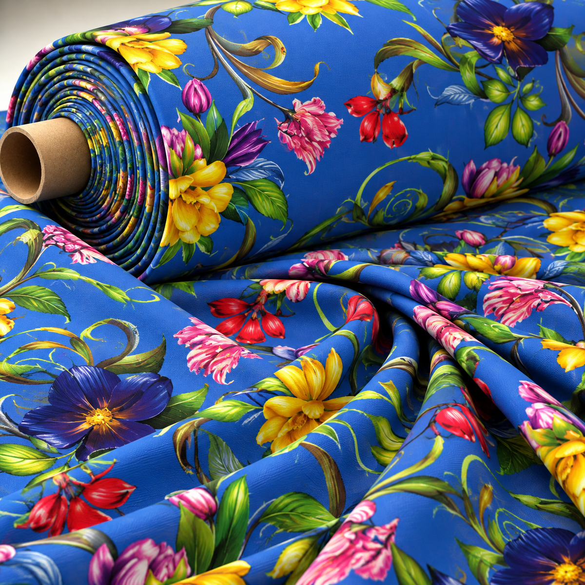 Big Floral Fabric Persian Jewel Tropical Flower Pattern sold by Metre - Whotex Fabrics London