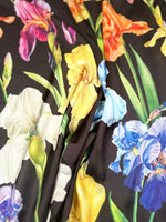 Big Floral Pattern Fabric, Multicolor Flowers Pattern Black backround Fabric - Whotex Online Fabric Store