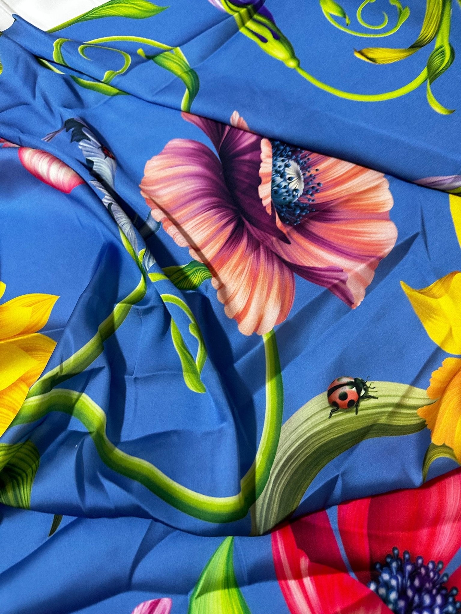 Big Floral Pattern Fabric, Persian Jewel Color Tropical Flowers Pattern Fabric - Whotex Online Fabric Store