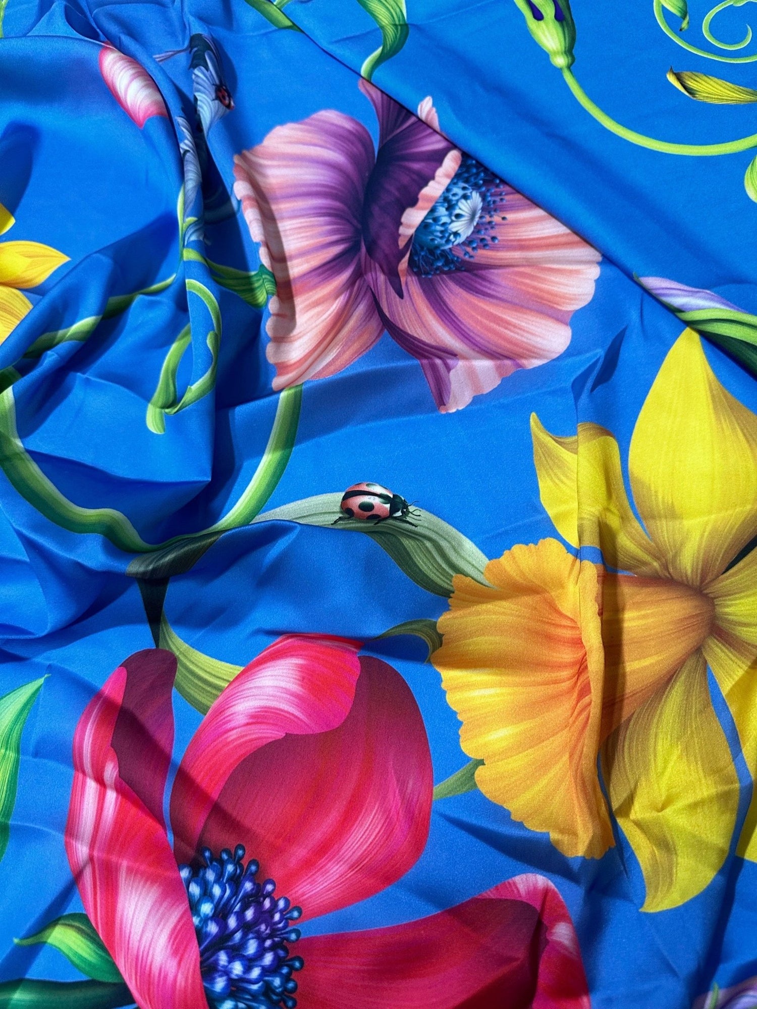Big Floral Pattern Fabric, Persian Jewel Color Tropical Flowers Pattern Fabric - Whotex Online Fabric Store
