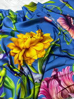Big Floral Pattern Fabric, Persian Jewel Color Tropical Flowers Pattern Fabric - Whotex Online Fabric Store