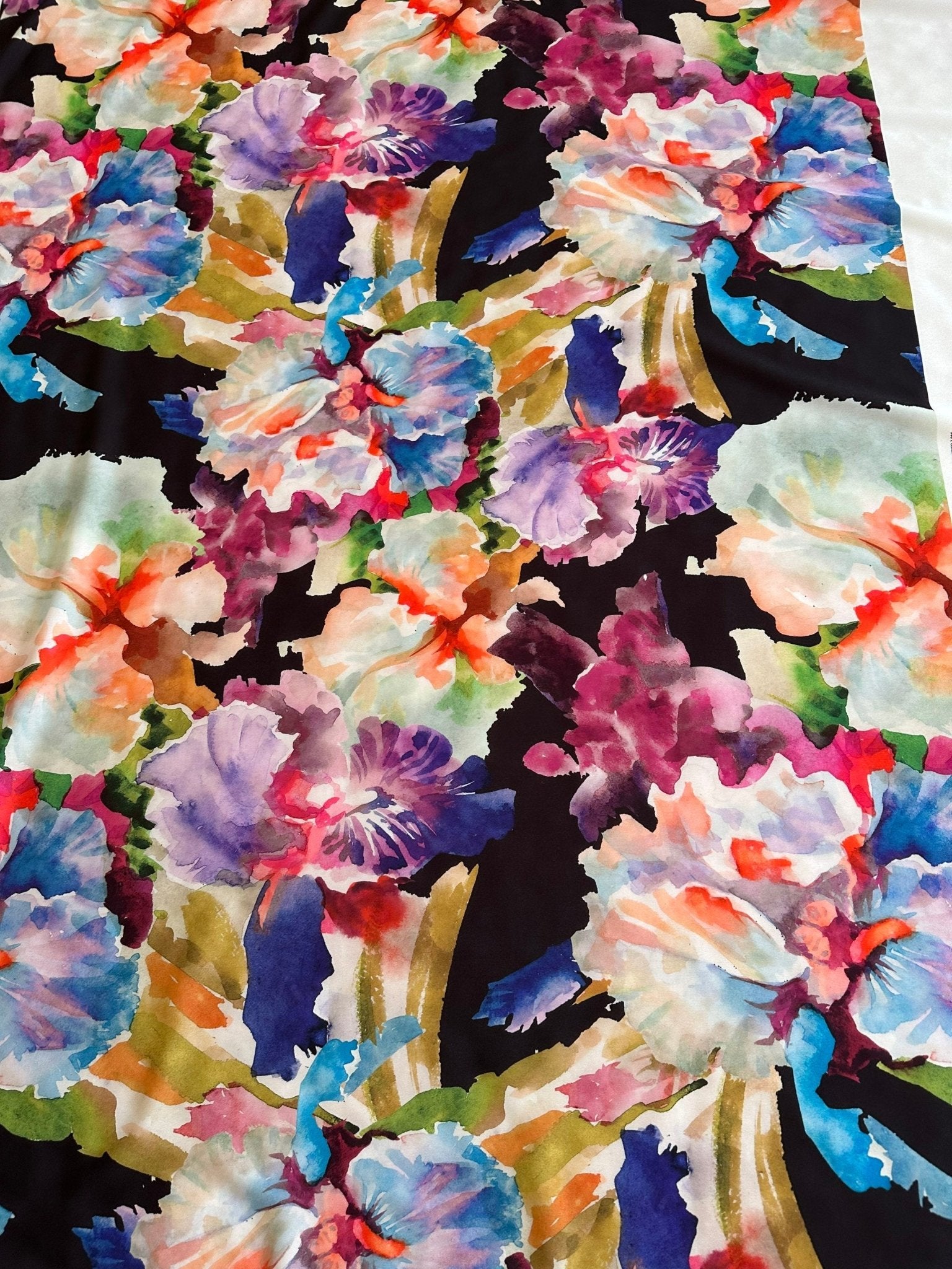 Big Floral Pattern Fabric, Watercolor Floral Pattern Crepe Fabric - Whotex Online Fabric Store
