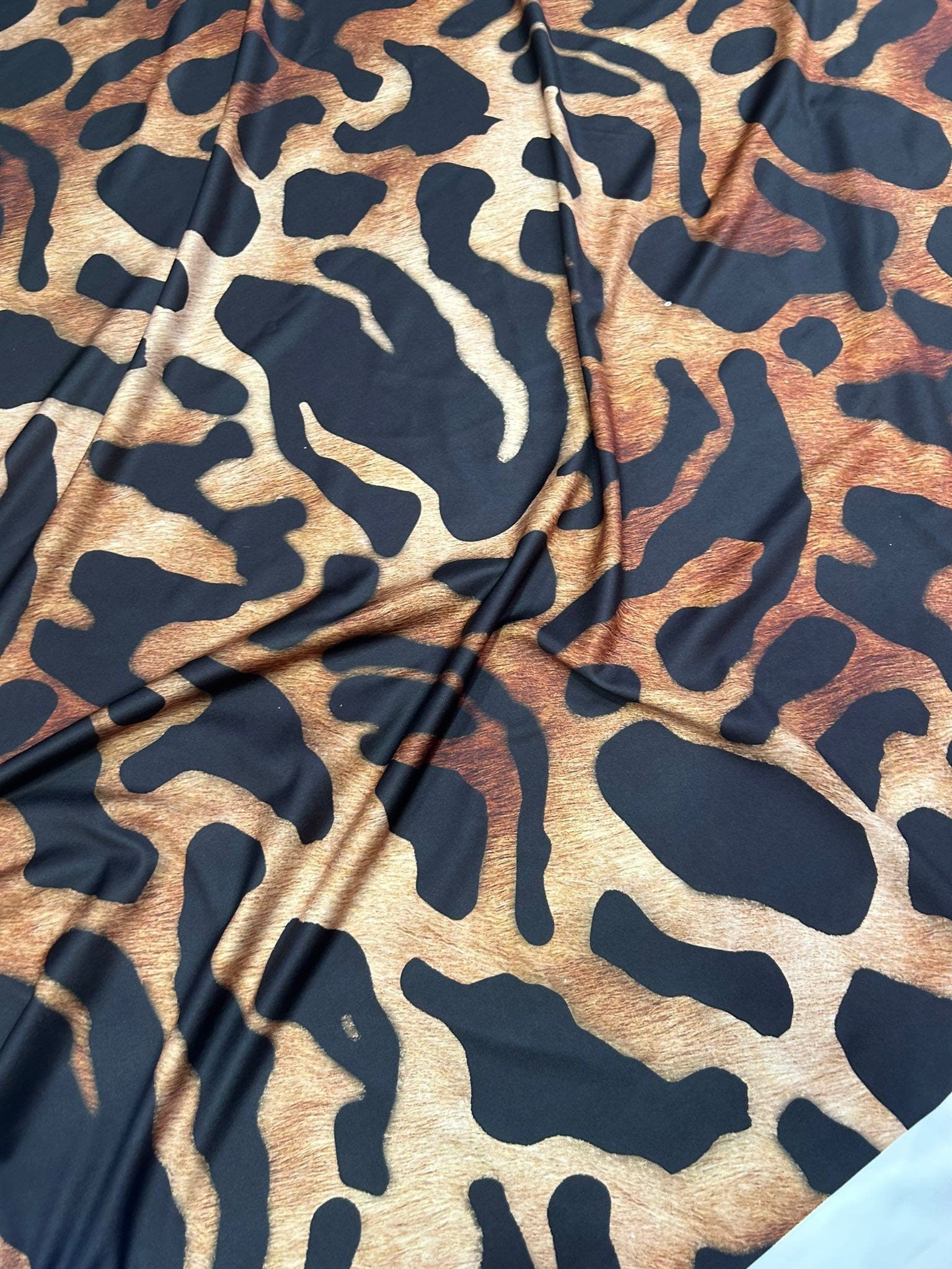 Big Leopard Print fabric, Exotic Animal Pattern spandex 4 - way stretch fabric - Whotex