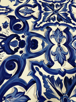 Big Majolica Pattern Fabric, Blue Navy Sicilian Fabric By The Yard - Whotex Online Fabric Store