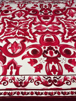 Big Majolica Pattern Fabric, Magenta Red Sicilian Fabric By The Yard - Whotex Online Fabric Store