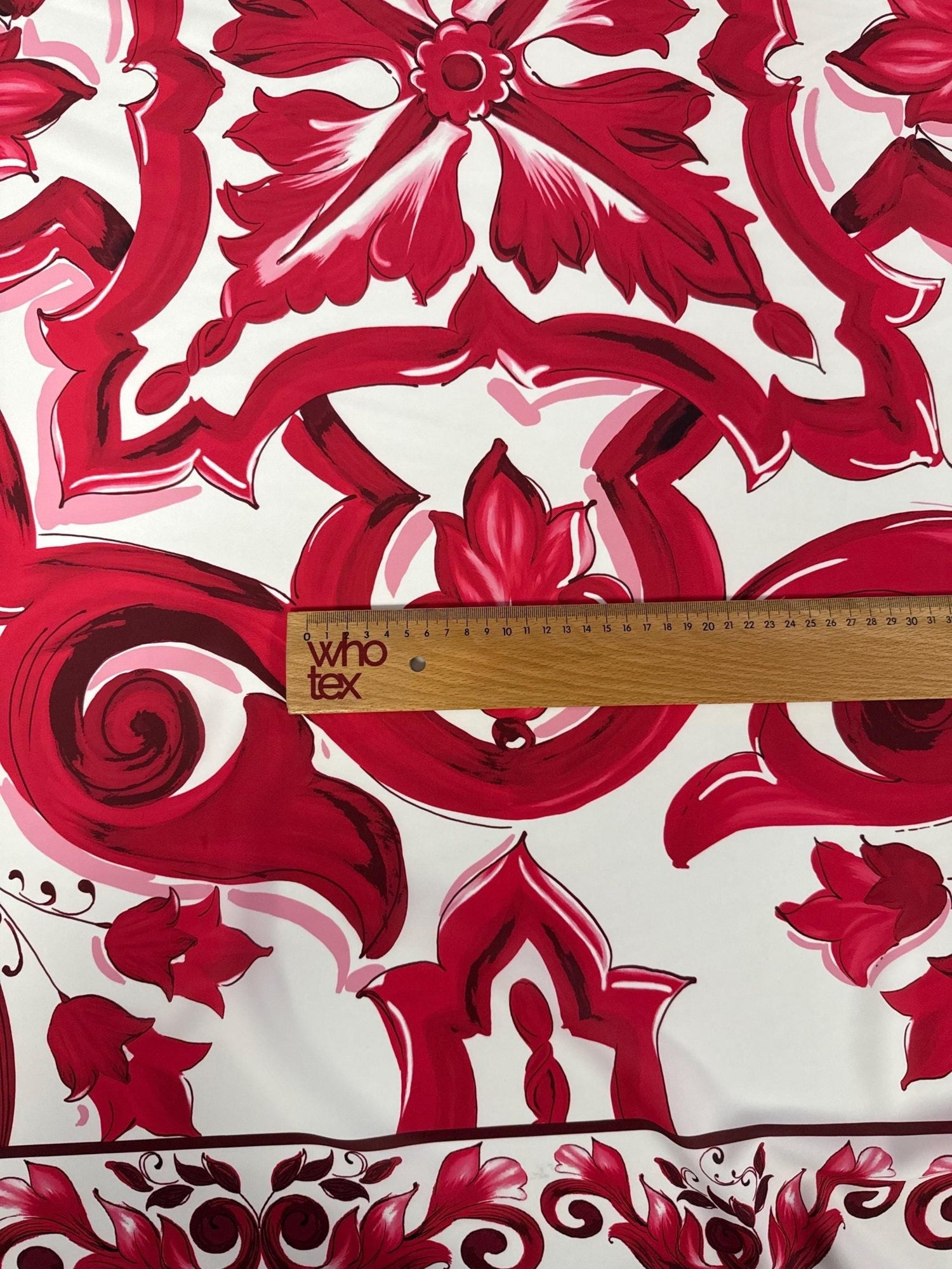 Big Majolica Pattern Fabric, Magenta Red Sicilian Fabric By The Yard - Whotex Online Fabric Store