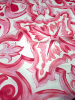 Big Majolica Pattern Fabric, Pink White Sicilian Print Fabric By The Yard - Whotex Online Fabric Store