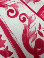 Big Majolica Pattern Fabric, Pink White Sicilian Print Fabric By The Yard - Whotex Online Fabric Store