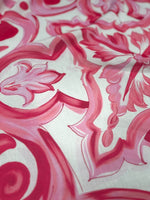 Big Majolica Pattern Fabric, Pink White Sicilian Print Fabric By The Yard - Whotex Online Fabric Store
