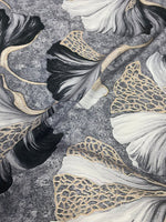 Black and White Ginkgo Leaf Fabric – Elegant Gold Vein Botanical Print on - Whotex Online Fabric Store