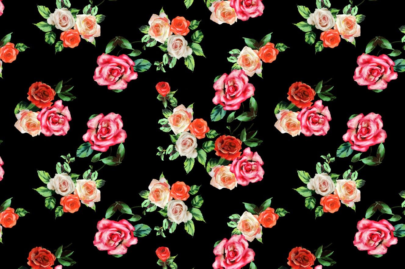 Black Background Rose Pattern Digital Print Fabric – Sold by the Meter - Whotex Online Fabric Store