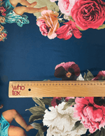 Black Floral Fabric with Angel Detail – Elegant Print - Whotex Fabrics London