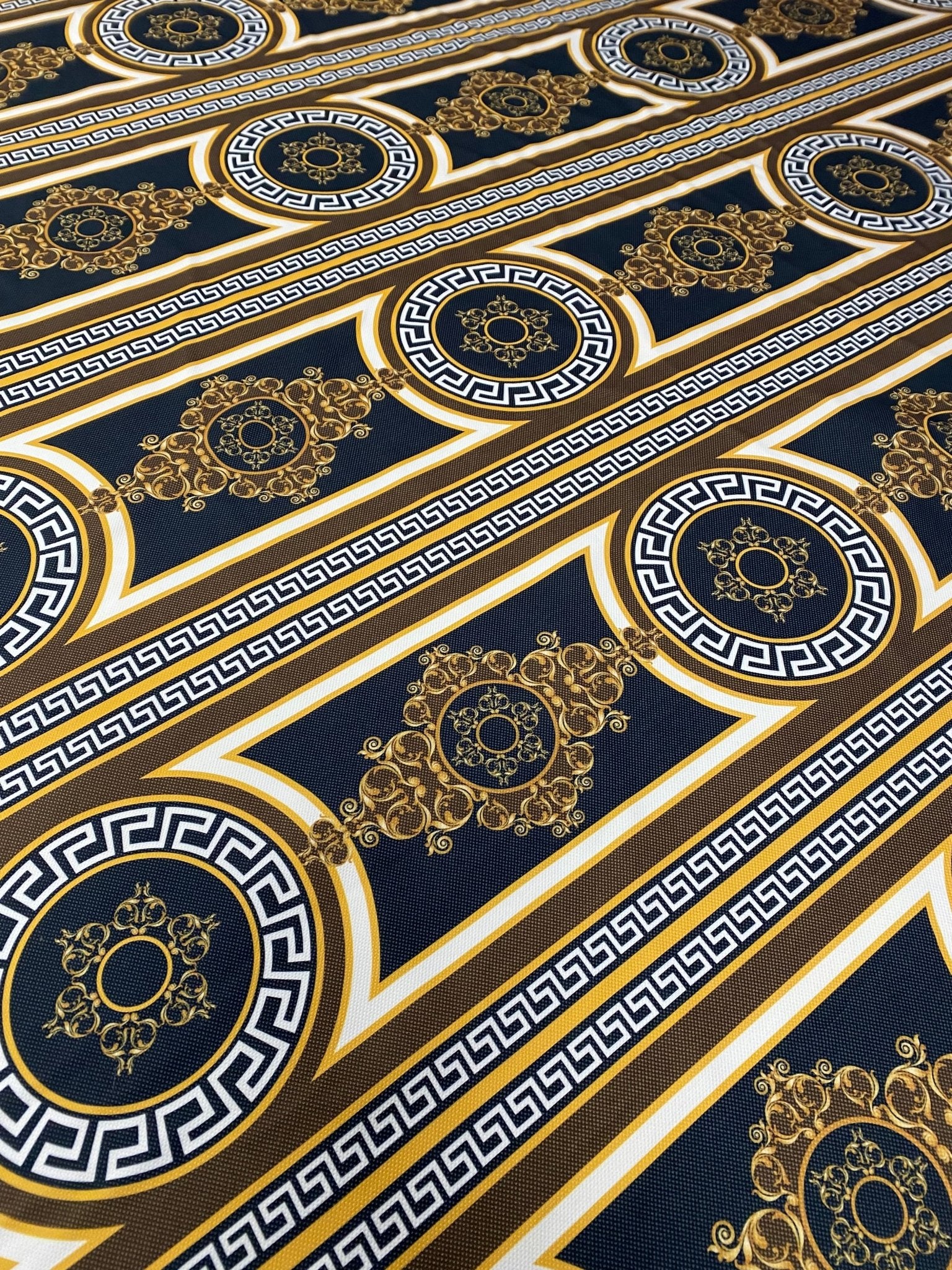 Black & Gold Upholstery Fabric – Baroque Pattern by the Metre - Whotex Fabrics London