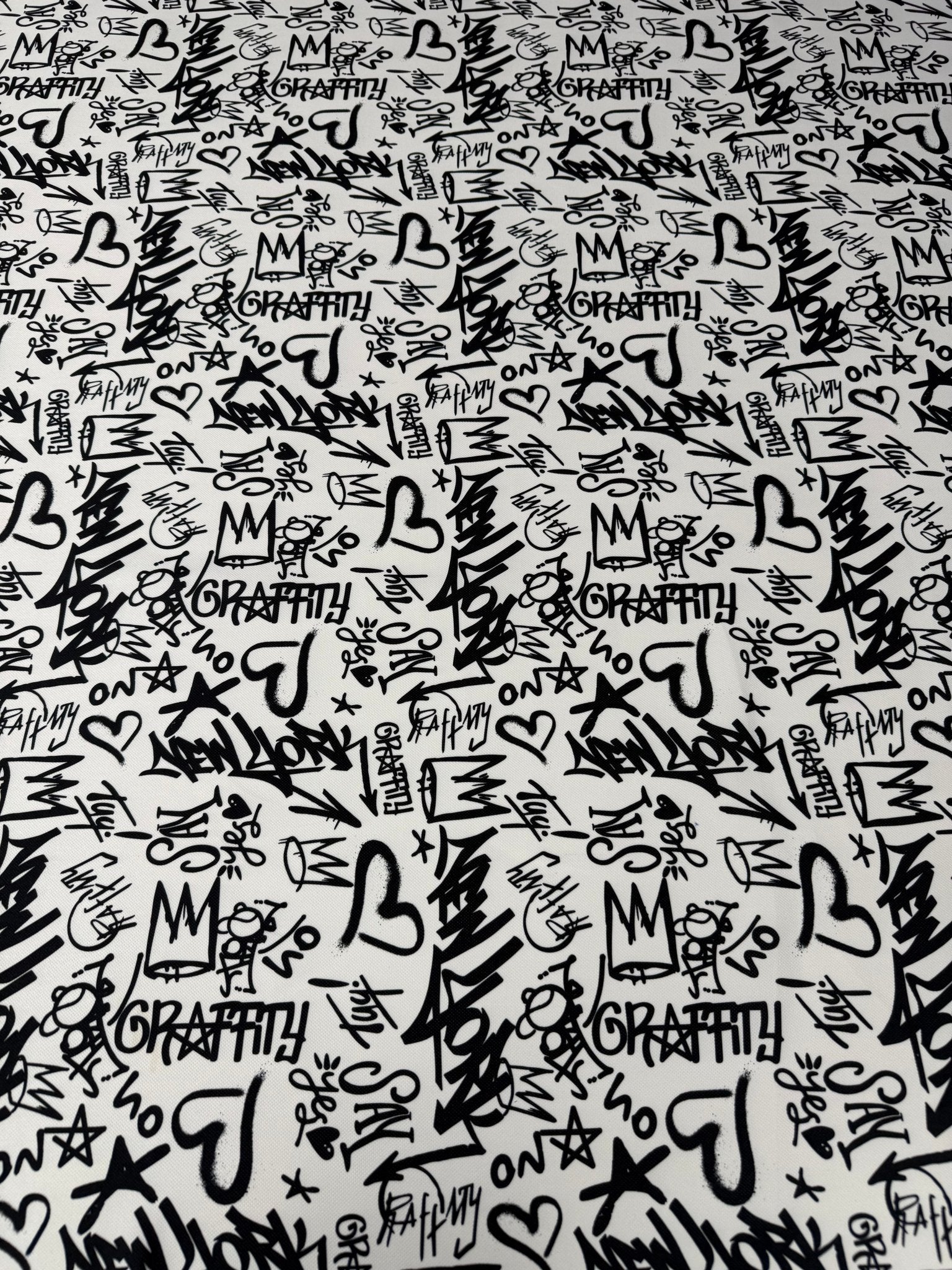 Black Graffiti Upholstery Fabric - Whotex Fabrics London