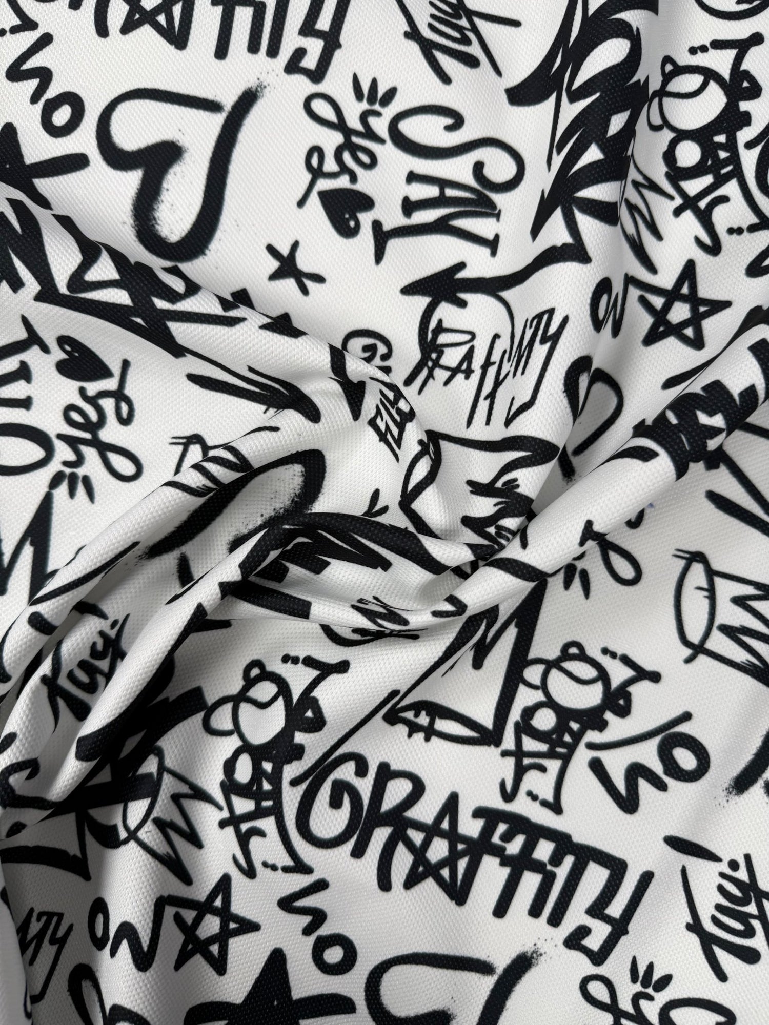 Black Graffiti Upholstery Fabric - Whotex Fabrics London