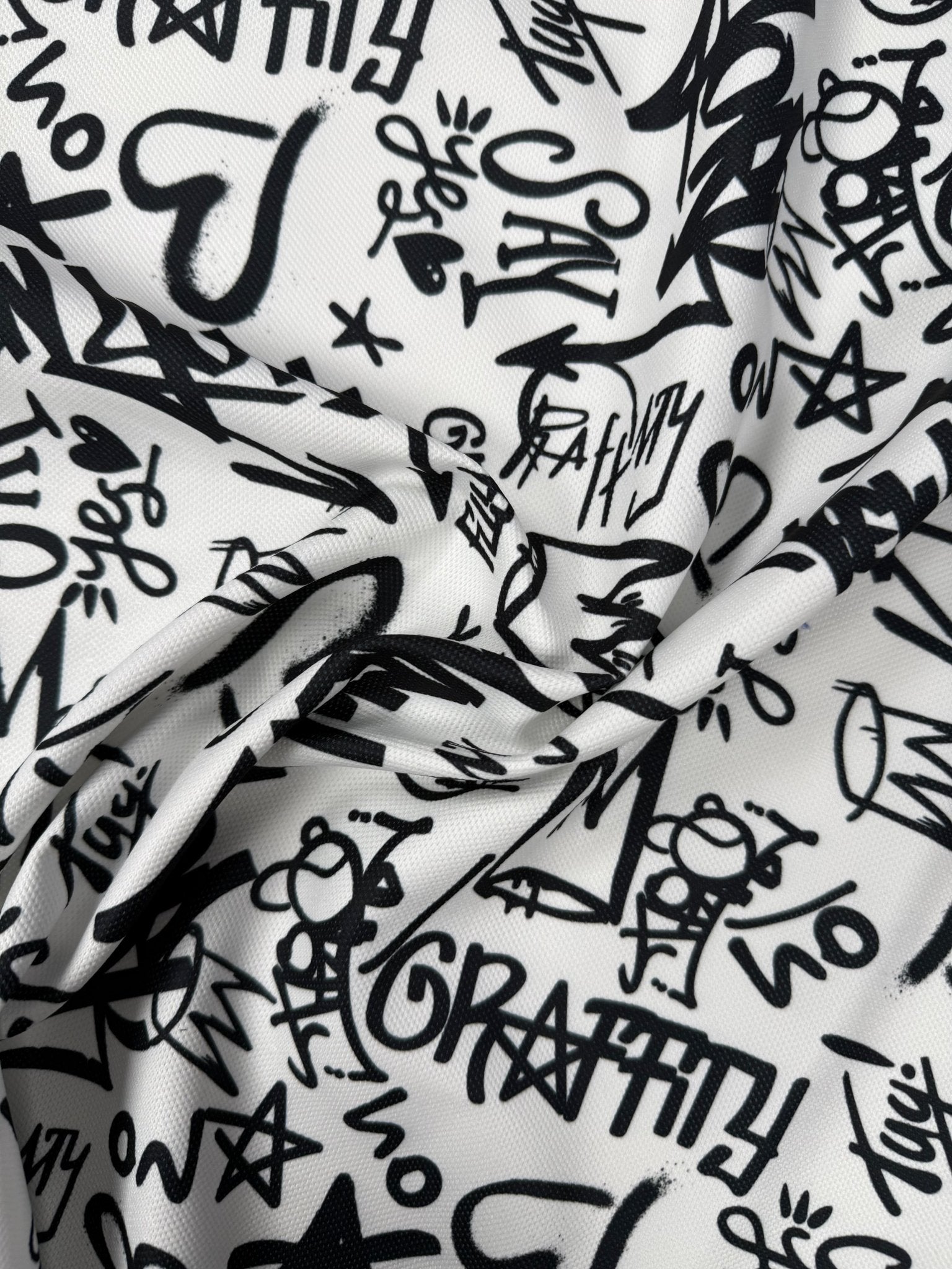 Black Graffiti Upholstery Fabric - Whotex Fabrics London