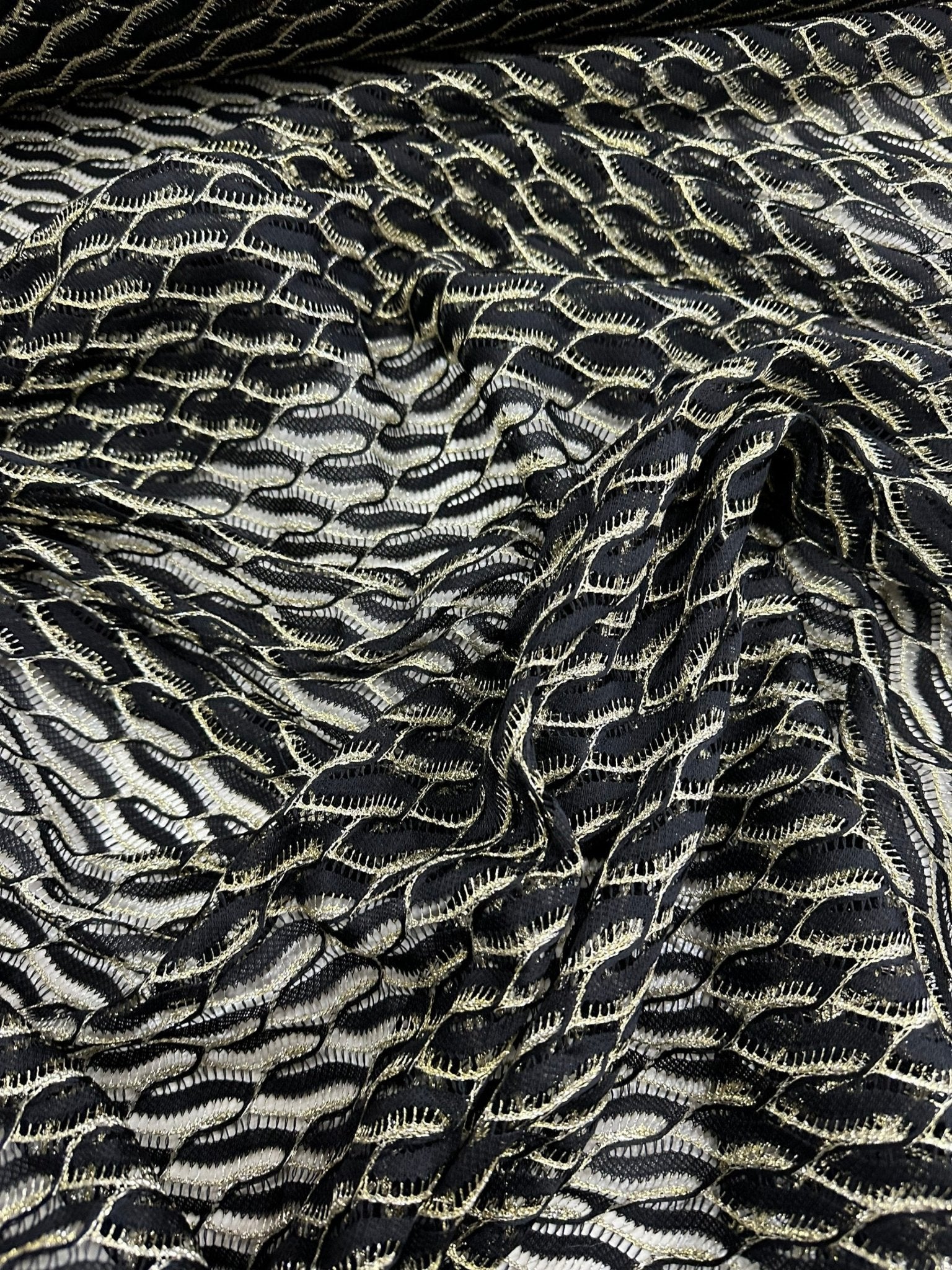 Black Lace Fabric , Zigzag Style Fabric - Whotex