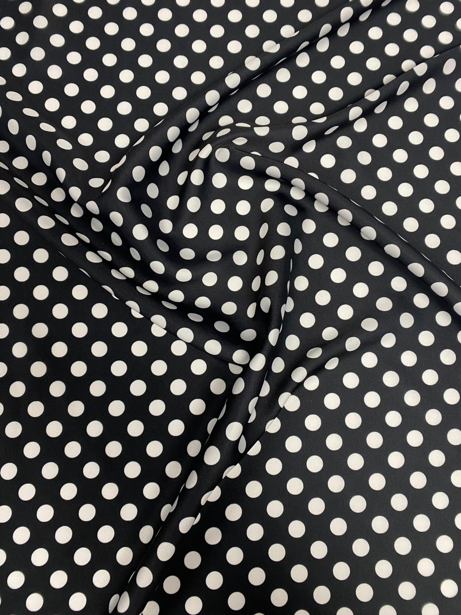 Black Polka Dot Fabric – Classic White Spot Print by the Metre - Whotex Fabrics London