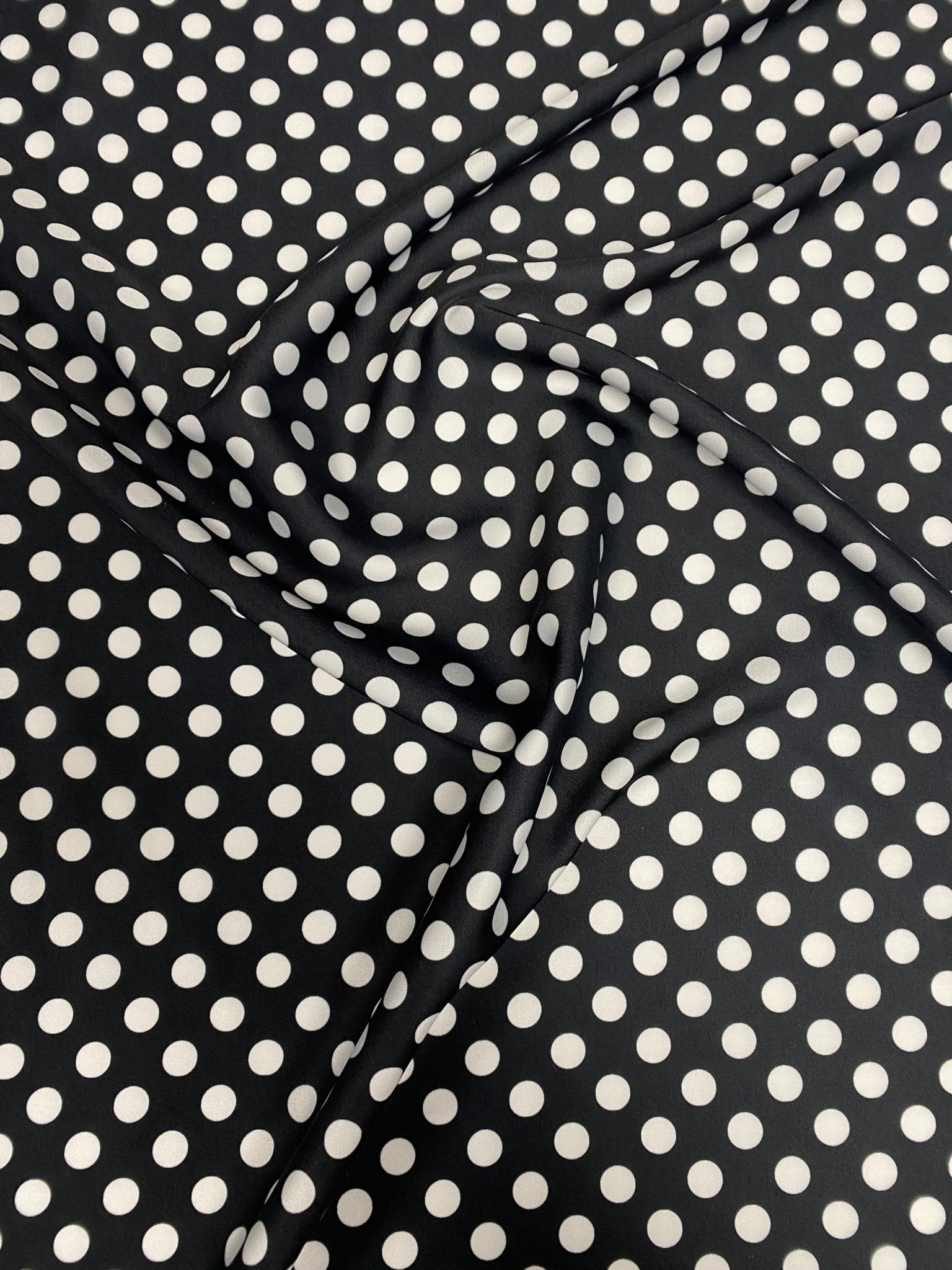 Black Polka Dot Fabric – Classic White Spot Print by the Metre - Whotex Fabrics London