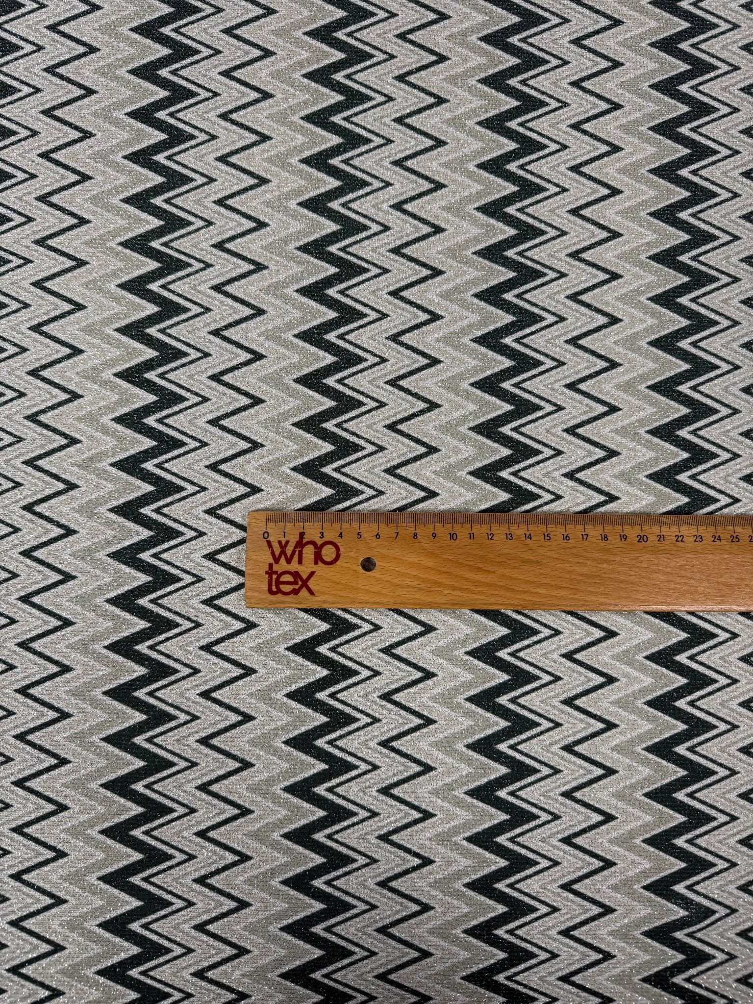 Black Silver Zigzag Lurex Fabric by the Metre - Whotex Fabrics London
