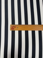 Black White Stripe Satin Fabric by the Metre - Whotex Fabrics London