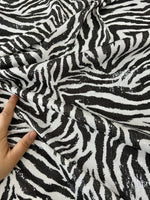 Black White Zebra Sequin Fabric, 2 - Way Stretch Sequin Fabric By The Yard - Whotex Online Fabric Store