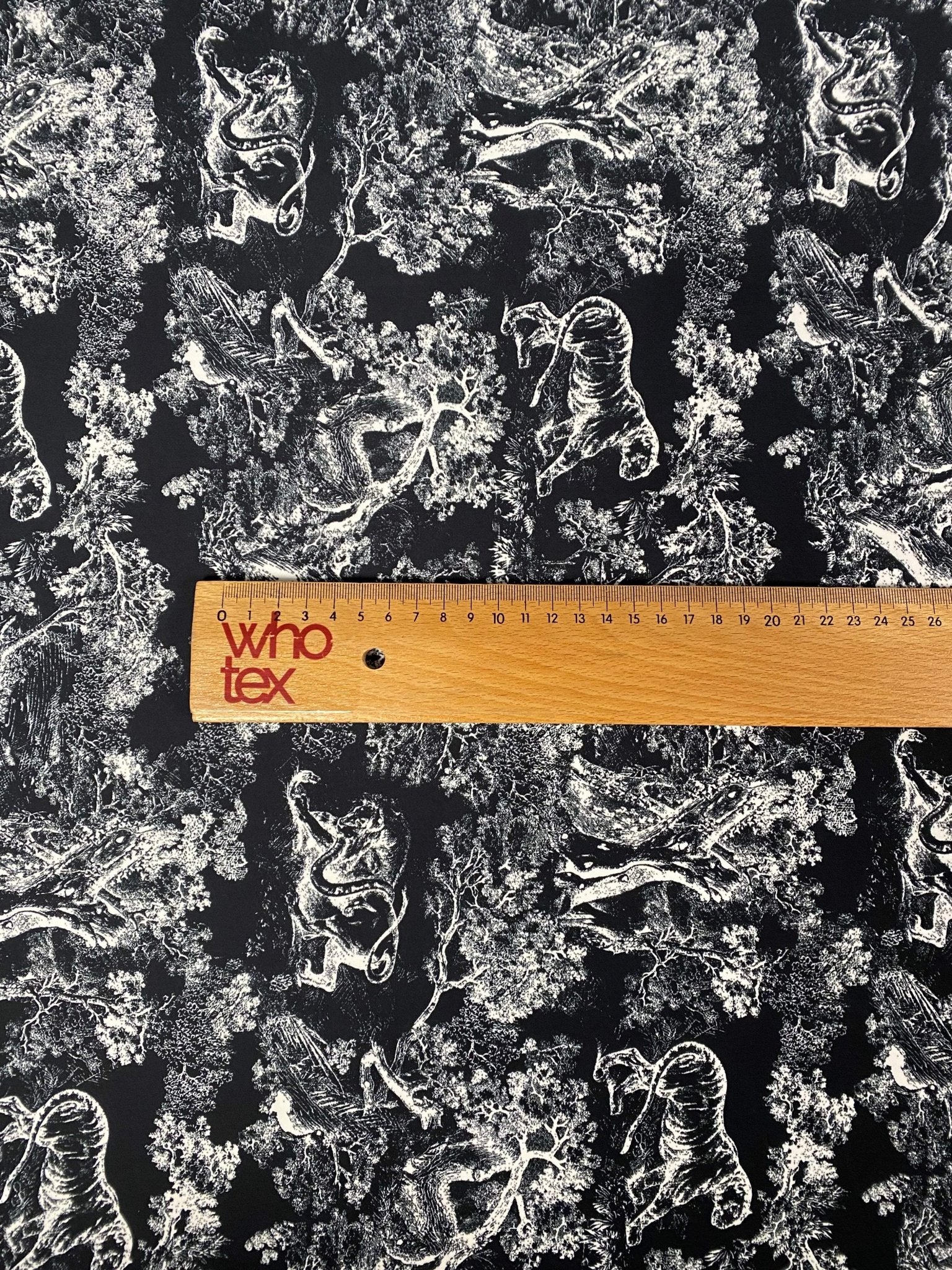 Black Wild Forest Pattern Fabric – Available in Satin, Crepe, Spandex & Chiffon | By Metre - Whotex Online Fabric Store