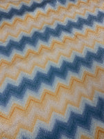 Blue and Gold Zigzag Pattern Lurex Fabric - Whotex Online Fabric Store