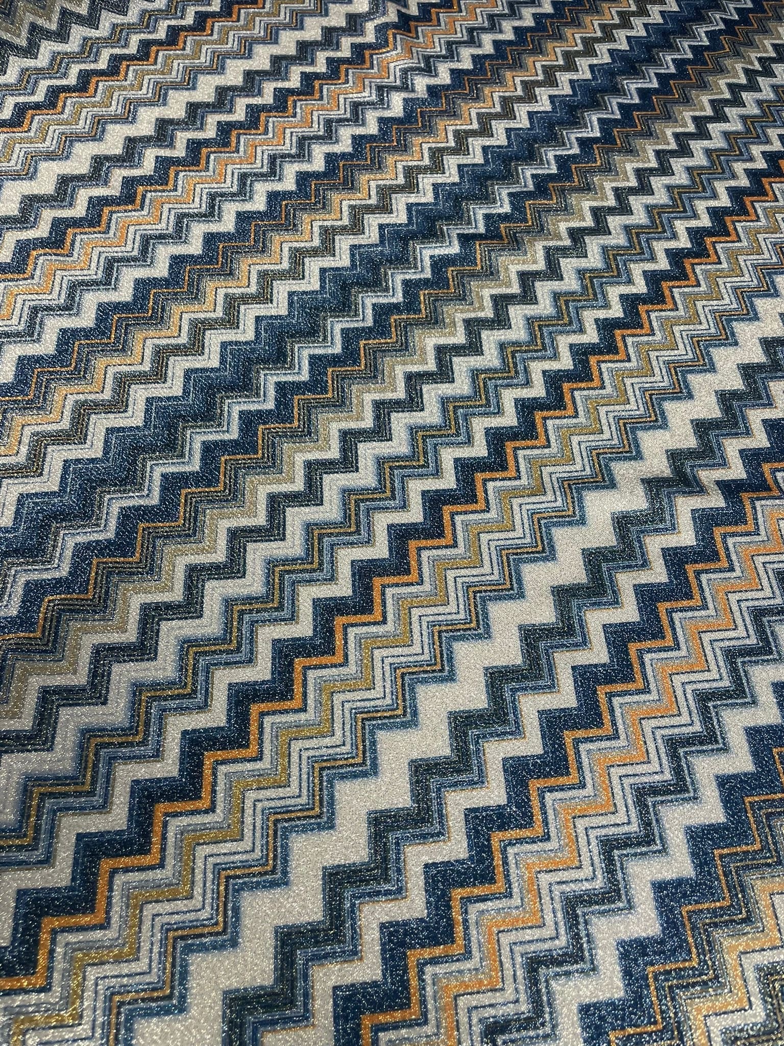 Blue and Orange Zigzag Fabric - Whotex Online Fabric Store