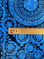 Blue Baroque Floral Fabric by the Metre - Whotex Fabrics London