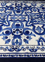 Blue Baroque Upholstery Fabric by the Metre - Whotex Fabrics London