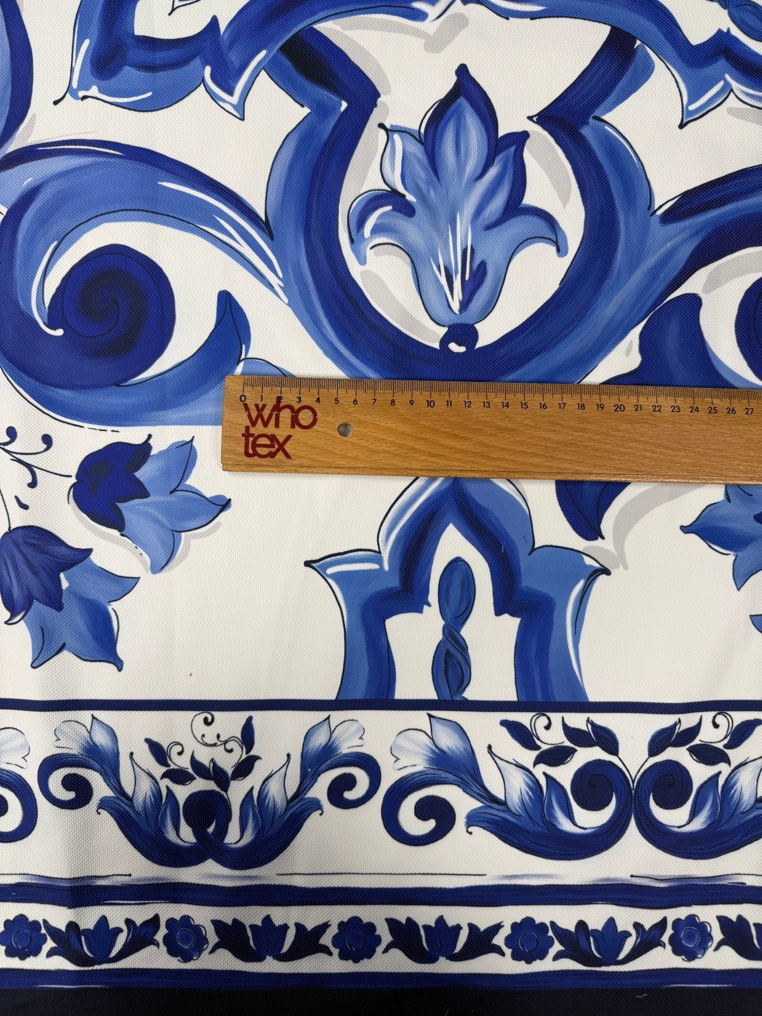 Blue Baroque Upholstery Fabric by the Metre - Whotex Fabrics London
