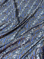 Blue Exotic Animal Sequin Fabric, 2 - Way Stretch Sequin Fabric By The Yard - Whotex Online Fabric Store