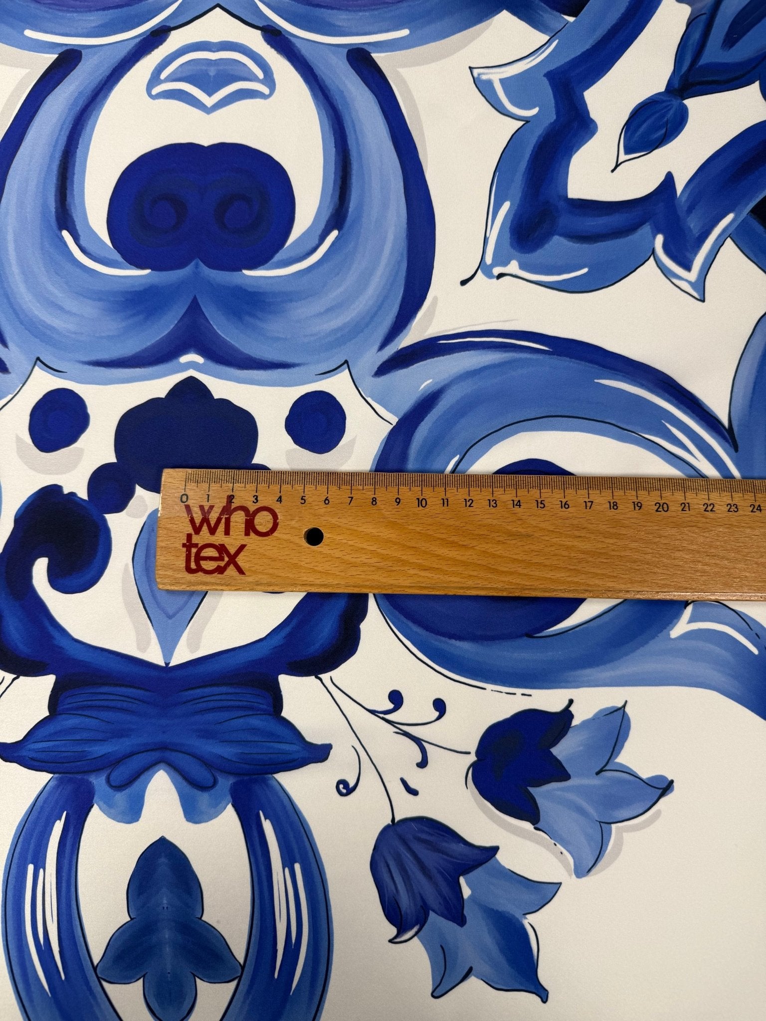 Blue Floral Satin Fabric by the Metre - Whotex Fabrics London