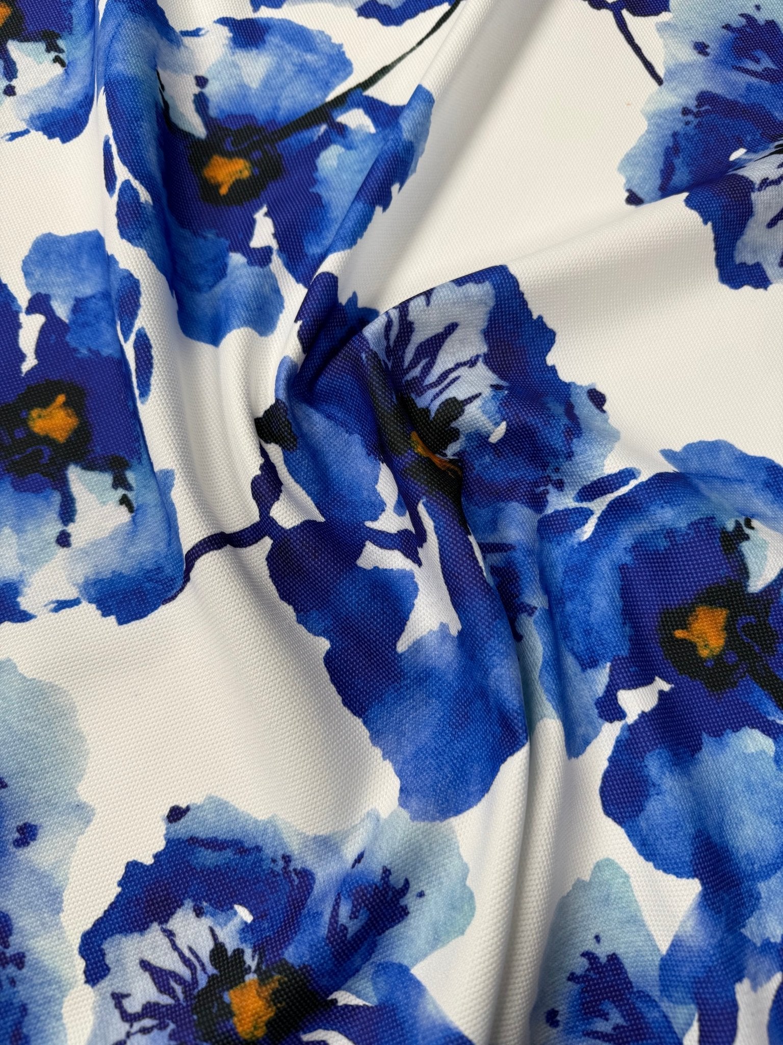 Blue Floral Upholstery Fabric by the Metre - Whotex Fabrics London