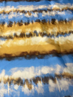 Blue Gold Tie-Dye Satin Fabric by the Metre - Whotex Fabrics London