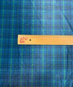 Blue & Green Check Velvet Fabric by the Metre - Whotex Fabrics London