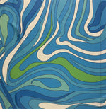 Blue Green Wave Fabric – Ocean Abstract Print by the Metre - Whotex Fabrics London