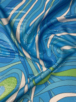 Blue Green Wave Sequin Fabric by the Metre - Whotex Fabrics London