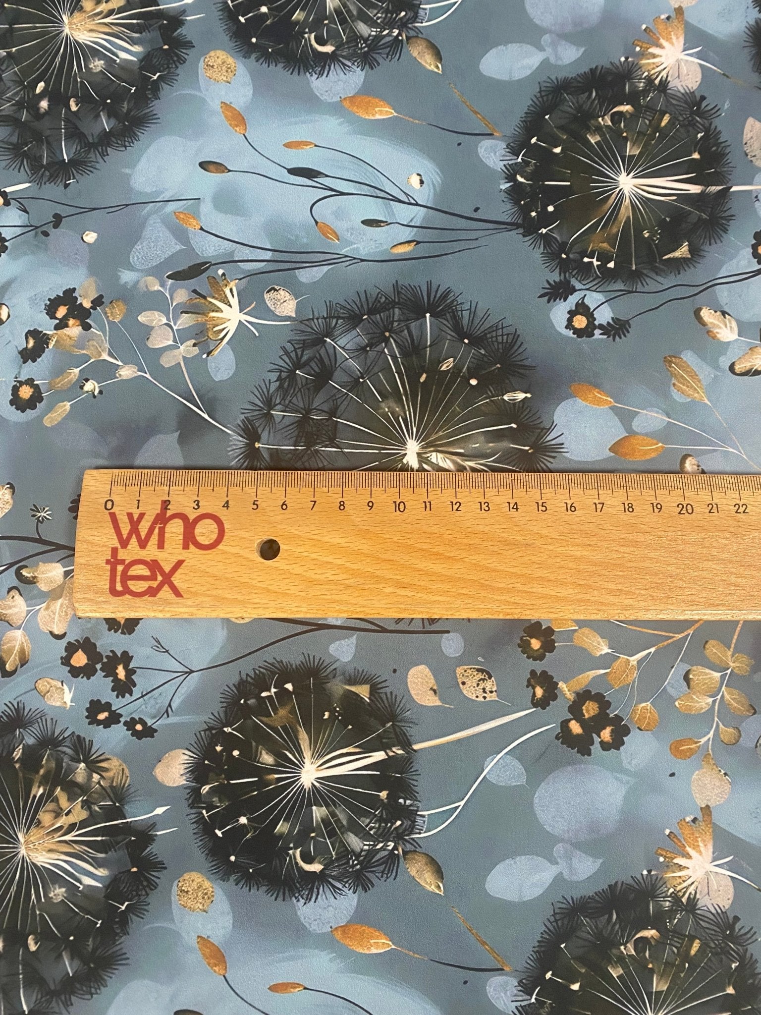 Blue Grey Dandelion Print Fabric - Whotex Online Fabric Store