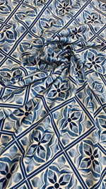 Blue Mediterranean Tile Pattern Fabric - Whotex Online Fabric Store