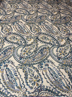 Blue Paisley Print Fabric – Soft Drape Dressmaking Material - Whotex Fabrics London