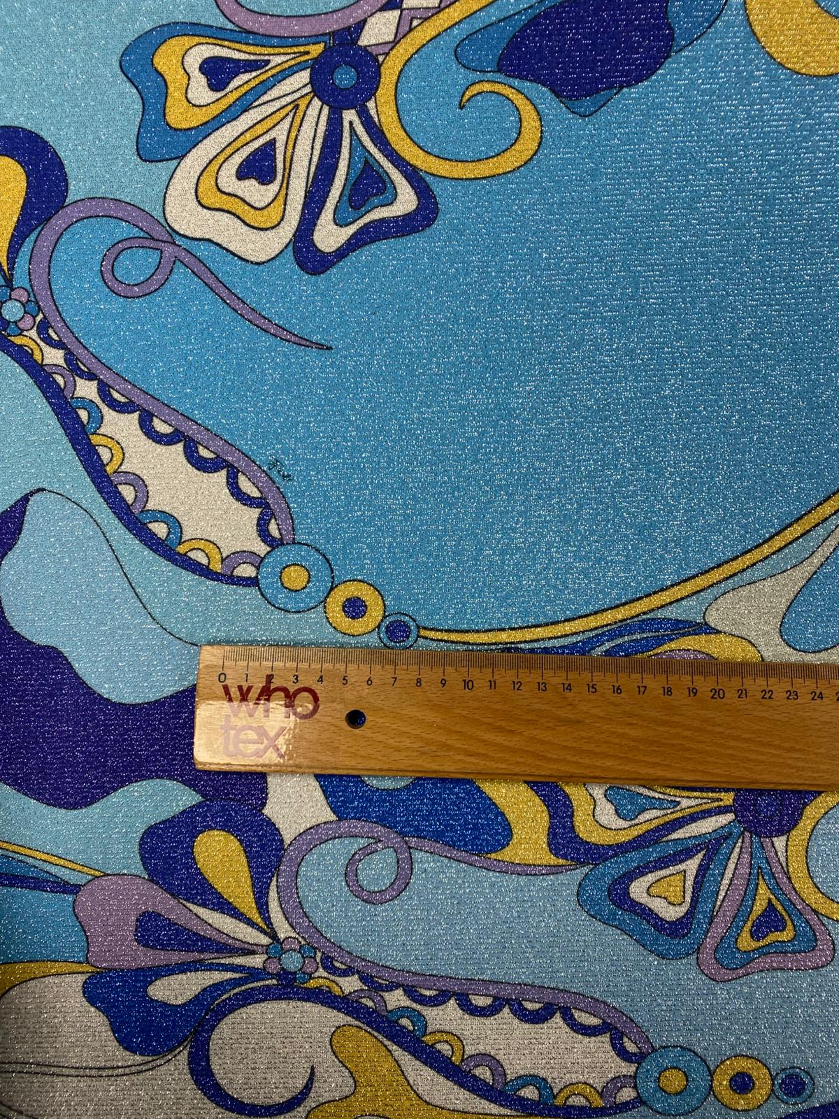 Blue Shimmer Print Lurex Fabric by the Metre - Whotex Fabrics London
