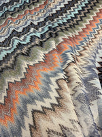 Blue & Silver Zigzag Power Mesh Fabric by the Metre - Whotex Fabrics London