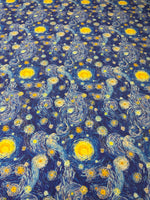 Blue Starry Print Spandex Fabric by the Metre - Whotex Fabrics London